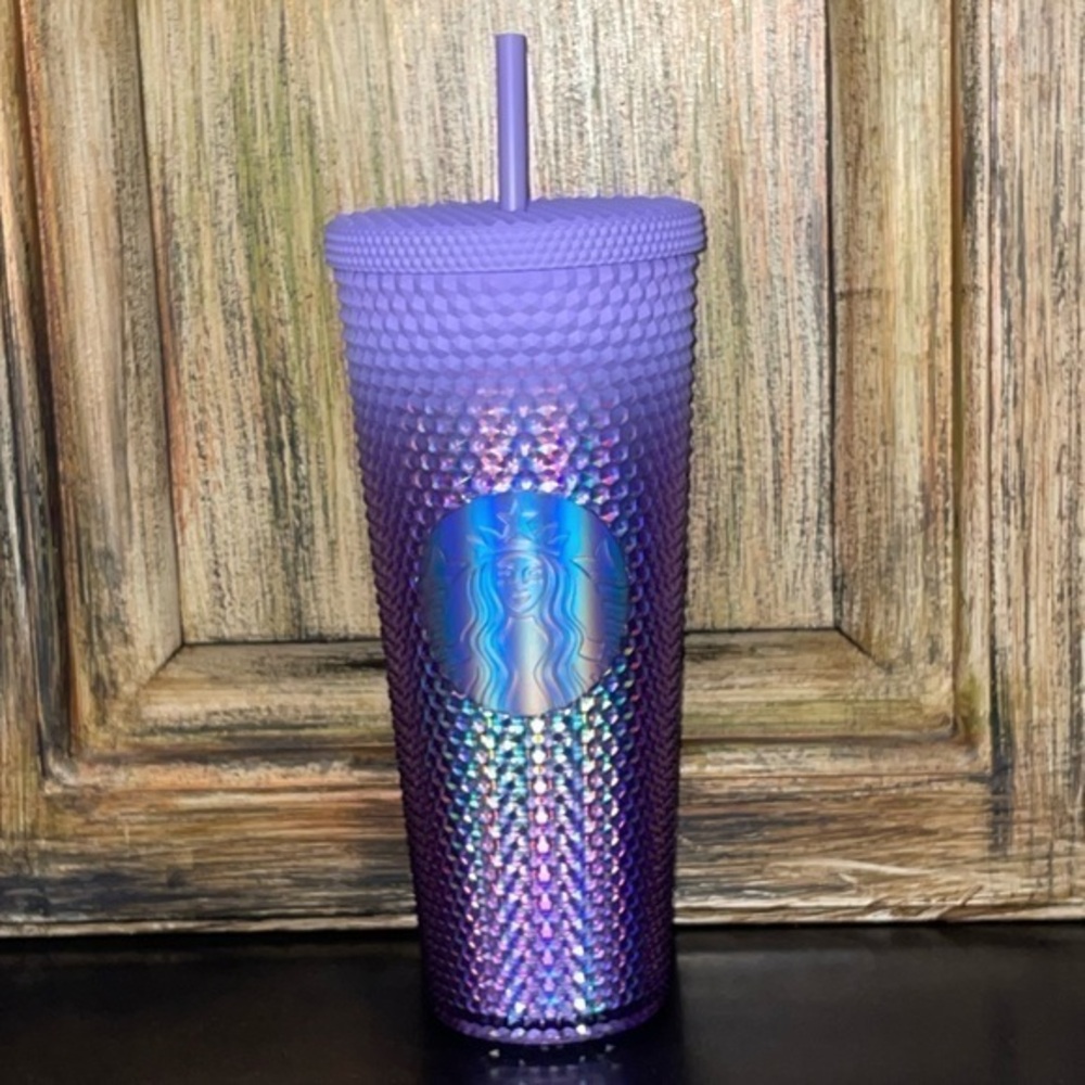 NWT Starbucks Iridescent Holographic & Light Lilac Ombre Bling Venti Studded